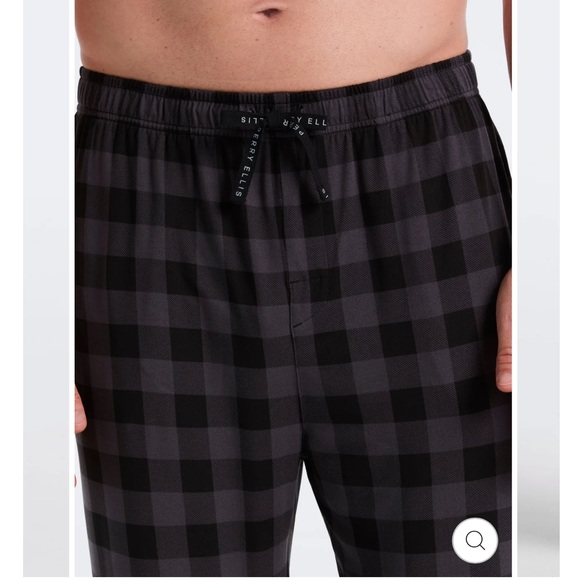 NWT Perry Ellis Portfolio Deluxe Touch Black Gray Plaid Pajama Lounge Pants L - Picture 8 of 9